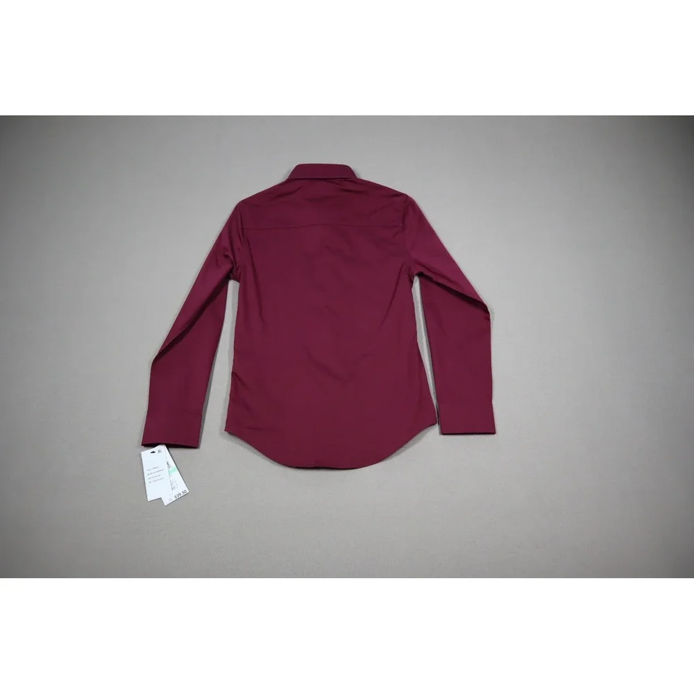 Calvin Klein Boys Long Sleeve Stretch Fashion Solid Poplin Shirt -‎ Dark Red 8